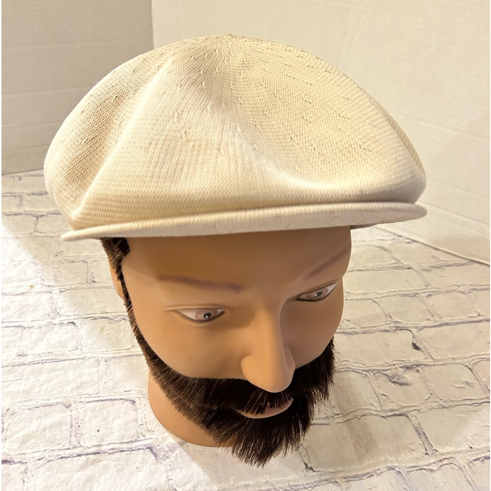KANGOL VINTAGE CREAM TROPIC 7100 MADE IN ENGLAND CABBIE FLAT CAP SIZE LARGE